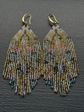 Load image into Gallery viewer, "Luminous Fractals" Handwoven Beaded Earrings
