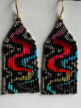 Load image into Gallery viewer, "Cosmic Serpent" Handwoven Beaded Earrings