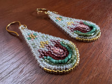 Load image into Gallery viewer, &quot;Clear Flower&quot; Handwoven Beaded Earrings
