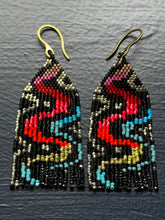Load image into Gallery viewer, "Cosmic Serpent" Handwoven Beaded Earrings
