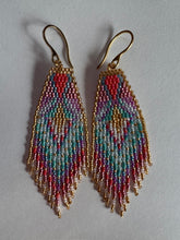 Load image into Gallery viewer, “Heart Portal&quot; Handwoven Beaded Earrings
