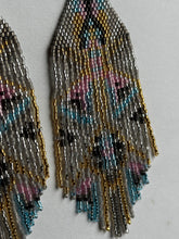 Load image into Gallery viewer, "Luminous Fractals" Handwoven Beaded Earrings
