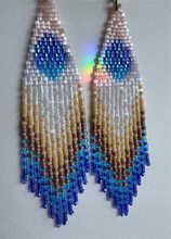 Load image into Gallery viewer, “Blue Aura of Protection&quot; Handwoven Beaded Earrings
