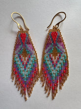 Load image into Gallery viewer, “Heart Portal&quot; Handwoven Beaded Earrings
