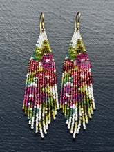 Load image into Gallery viewer, "Purple Robe Black Locust" Handwoven Beaded Earrings
