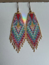 Load image into Gallery viewer, “Heart Portal&quot; Handwoven Beaded Earrings

