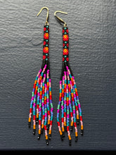 Load image into Gallery viewer, "Rainbow Fiesta" Peyote Tube Handwoven Beaded Earrings
