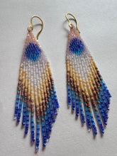 Load image into Gallery viewer, “Blue Aura of Protection&quot; Handwoven Beaded Earrings
