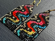 Load image into Gallery viewer, "Cosmic Serpent" Handwoven Beaded Earrings
