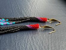 Load image into Gallery viewer, "Red/Pink/Black" Peyote Tube Handwoven Beaded Earrings
