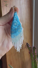 Load and play video in Gallery viewer, &quot;Shimmering Sky&quot; Handwoven Beaded Earrings
