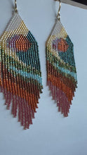 Load and play video in Gallery viewer, &quot;Gemstone Sunset&quot; Handwoven Beaded Earrings
