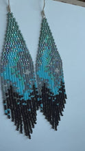 Load and play video in Gallery viewer, &quot;Aurora Over Treetops&quot; Handwoven Beaded Earrings
